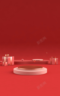 红色婚礼用品盒圣诞红色背景高清图片