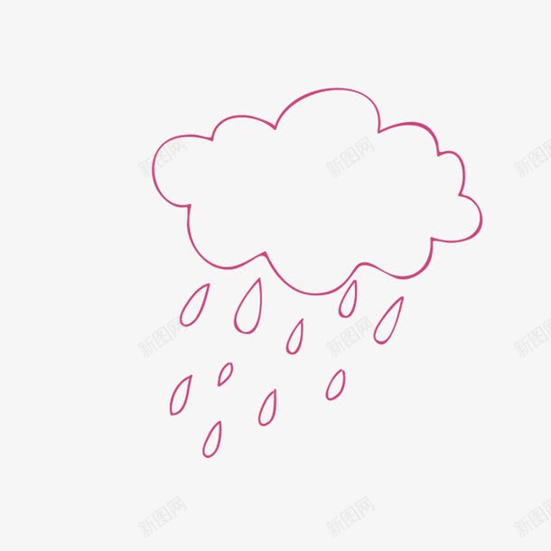 简笔云朵和雨点png免抠素材_新图网 https://ixintu.com 云朵 卡通 手绘 简图 简笔 红色 线条 雨点