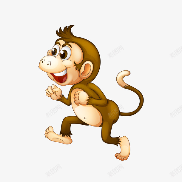 跑步的猴子png免抠素材_新图网 https://ixintu.com 动物 动物插画 卡通动物 可爱动物 小动物 猴子 跑步
