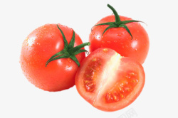 实物红色切开带藤樱桃番茄素材