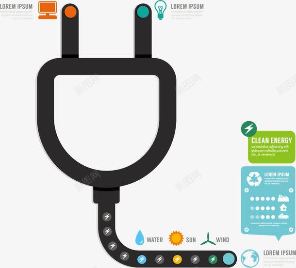 绿色环保扁平png免抠素材_新图网 https://ixintu.com 分类 插头 文明充电 环保