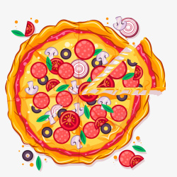 彩色披萨原料彩色圆弧披萨美食元素矢量图高清图片
