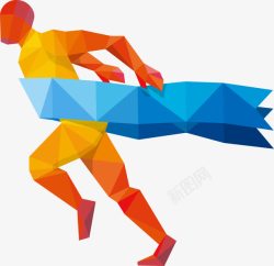 奥运运动卡通人物影子几何图形色块拼运动人物高清图片