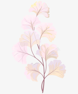 粉色透明银杏树叶素材