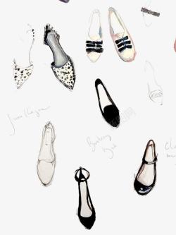白色时装女鞋手绘女鞋高清图片