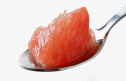 越南柚子勺子里的蜜柚果肉高清图片