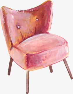 布艺椅子粉色布艺沙发水彩插画高清图片