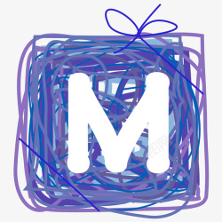 大写字母M卡通手绘圆圈字母M高清图片