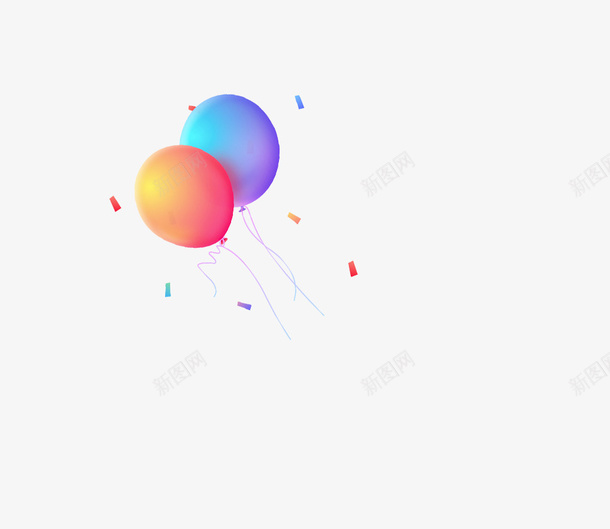 卡通彩色气球png免抠素材_新图网 https://ixintu.com 卡通 彩带 彩色 悬浮 橙色 气球
