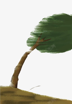 吹弯的树手绘插图清风徐来吹绿了树高清图片