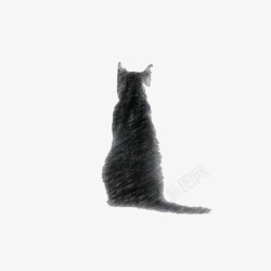 背影素描风格猫咪孤独的背影图案高清图片