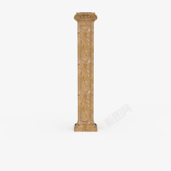 圆柱金色中式简单木头柱子素材