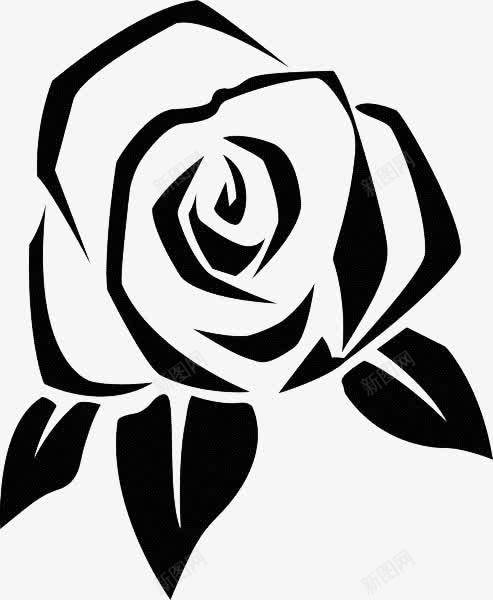 简约黑色玫瑰手绘图标png_新图网 https://ixintu.com 植物 玫瑰花 简约 线描花矢量图 线条手绘 花卉 黑色手绘