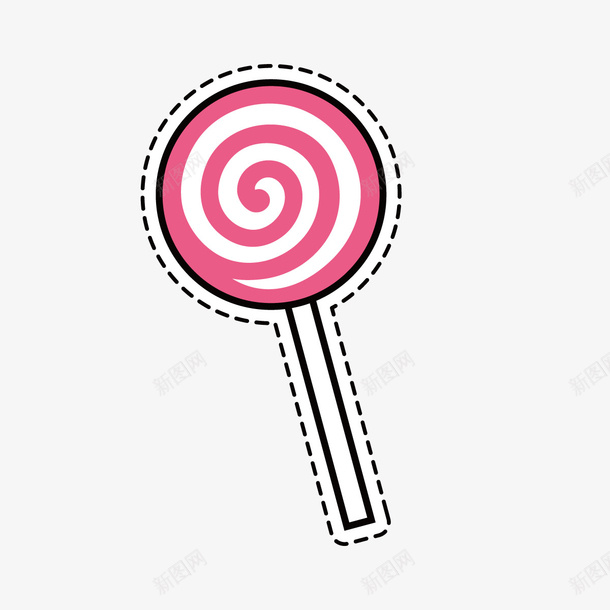 粉色棒棒糖png免抠素材_新图网 https://ixintu.com 圆形 平面 条纹 环绕 虚线 零食