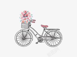 花朵单车卡通自行车高清图片
