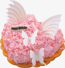 白色的心形天使之心水果蛋糕高清图片