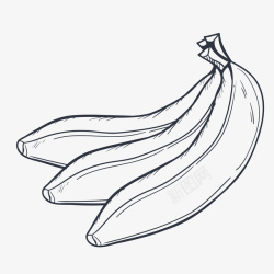 线描香蕉水果香蕉黑色素描图标高清图片