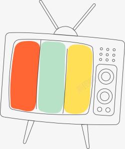 电视机线条彩色电视机矢量图高清图片