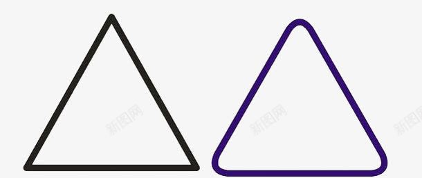 黑色和蓝色三角形图标png_新图网 https://ixintu.com 三角形 圆角 尖角 手绘 蓝色 黑色