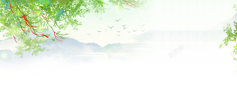 中国传统民俗夏天文艺小清新柳叶绿色背景背景