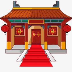 喜庆大门红色古代建筑高清图片