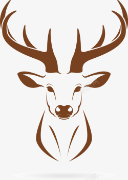 动物鹿图片简约的褐色小鹿头像剪影矢量图高清图片