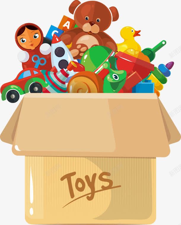 纸箱里的玩具png免抠素材_新图网 https://ixintu.com 儿童玩具 卡通玩具 玩具 矢量玩具 纸箱