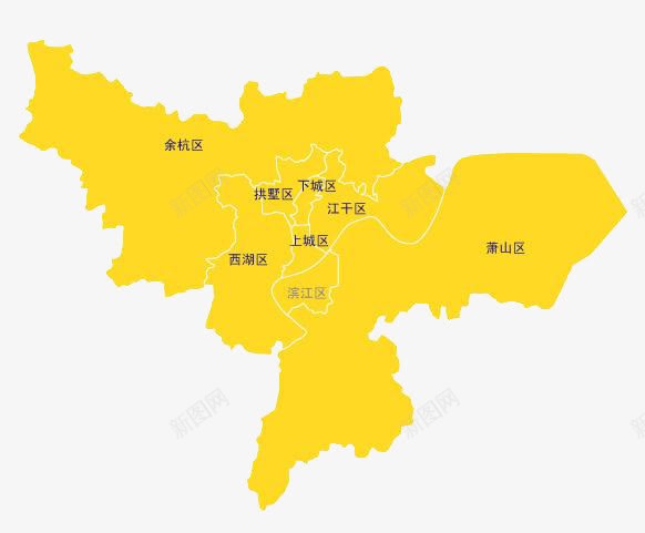 橙色杭州区域地图png免抠素材_新图网 https://ixintu.com 区域地图 手绘 杭州 橙色