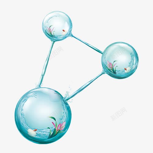 蓝绿色三角分子水珠感psd免抠素材_新图网 https://ixintu.com 三角分子 水珠感 美妆装饰元素 蓝绿色