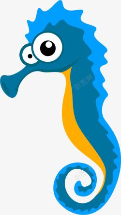 海洋海马卡通手绘蓝色海马高清图片