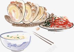 手绘中国菜传统美食素材