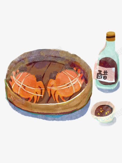 蒸螃蟹png免抠素材_新图网 https://ixintu.com 手绘美食 美食插画 食物插画
