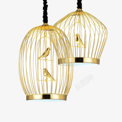 金色的灯中式金色小鸟笼灯高清图片