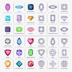 紫宝石盾牌彩色珠宝及切面高清图片
