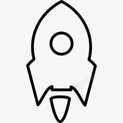 身影火箭船变小的白色圆形轮廓图标高清图片