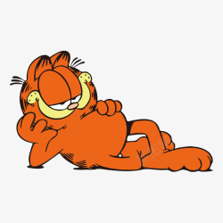 加菲猫素材半躺着的卡通加菲猫高清图片