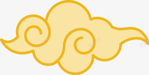 黄色简笔云朵png免抠素材_新图网 https://ixintu.com 云朵 天空 手绘 祥云 简笔 线条 装饰 黄色的