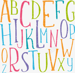 彩色英文字母艺术字矢量图素材