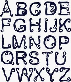 个性英文字母卷纹字母字体高清图片