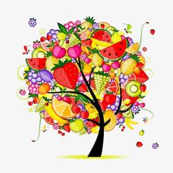 茄子树彩色创意水果树高清图片