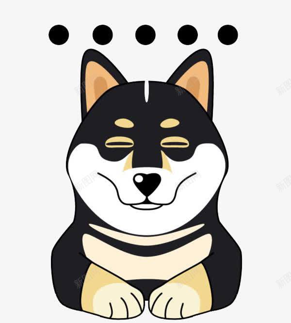 微笑的小狗png免抠素材_新图网 https://ixintu.com 卡通 卡通柴犬 可爱的 图案 小狗 微笑的 简笔 黑点 黑色的