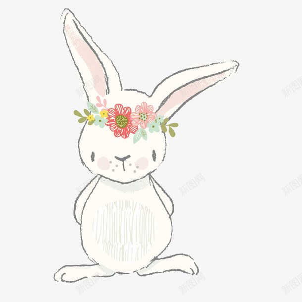 带花环的小兔子png免抠素材_新图网 https://ixintu.com 兔子简笔画 动物设计 卡通 复活节 小兔子 手绘 森林 水彩 超级可爱