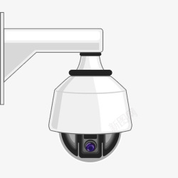 监视探头卡通手绘白色圆形监控器高清图片