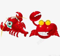 有质感的红色卡通螃蟹龙虾造型素材