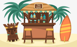 夏威夷树叶创意夏威夷沙滩酒吧矢量图高清图片