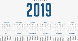 蓝色2018新年日历矢量图素材