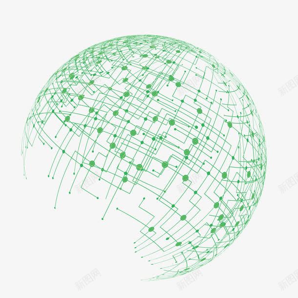 绿色立体球形电流线条png免抠素材_新图网 https://ixintu.com 球型 电流 电流线条 立体 线条 绿色