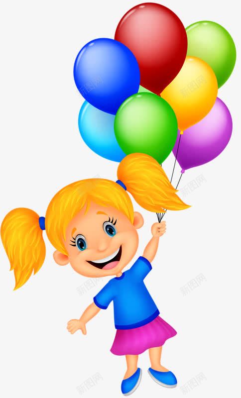 拿起球的小女孩png免抠素材_新图网 https://ixintu.com 儿童 卡通 吹气 气球 玩具 空气