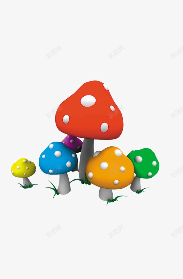 五颜六色的蘑菇png免抠素材_新图网 https://ixintu.com 五颜六色 卡通 红色 蘑菇
