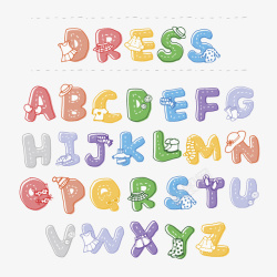 多彩字母可爱彩色英文字母高清图片